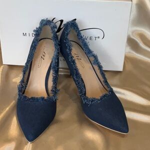 Blue Frayed Women's Heels